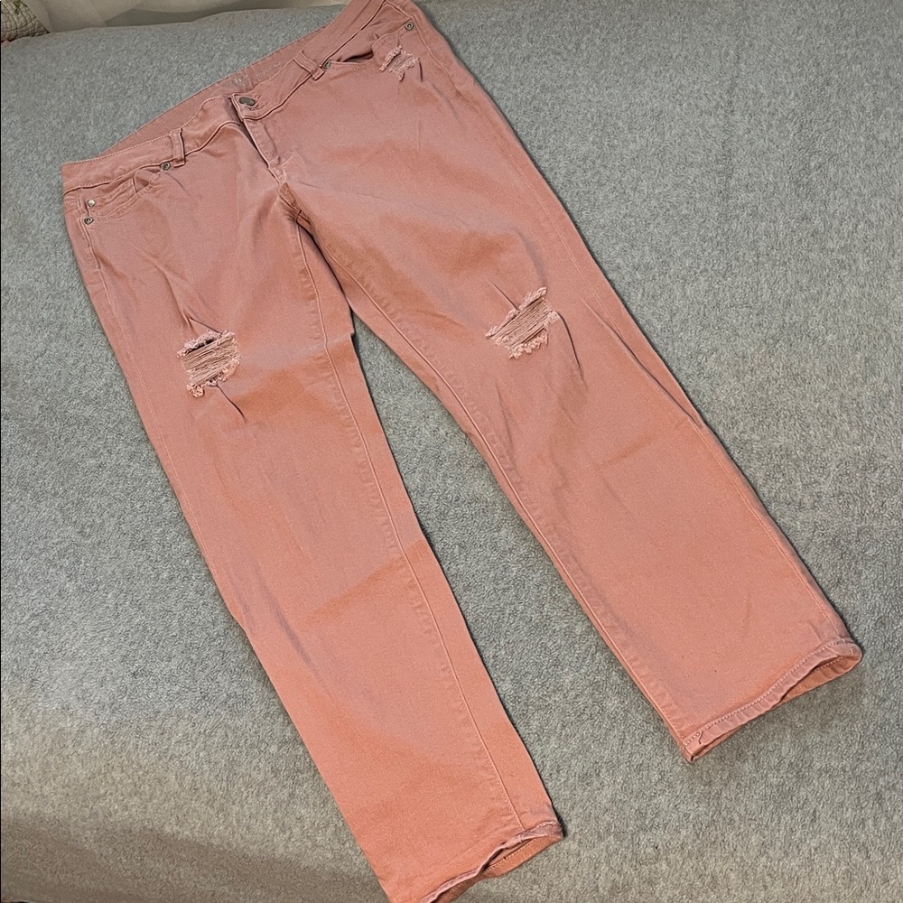 Soho Boyfriend Distressed Jeans Womens 12 Pink Coastal